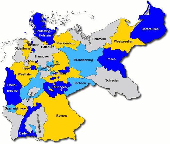 Preussen Prussia provinces color map
